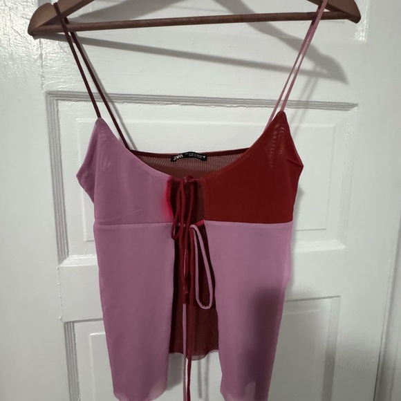 Zara mesh tie front top - Picture 1 of 3